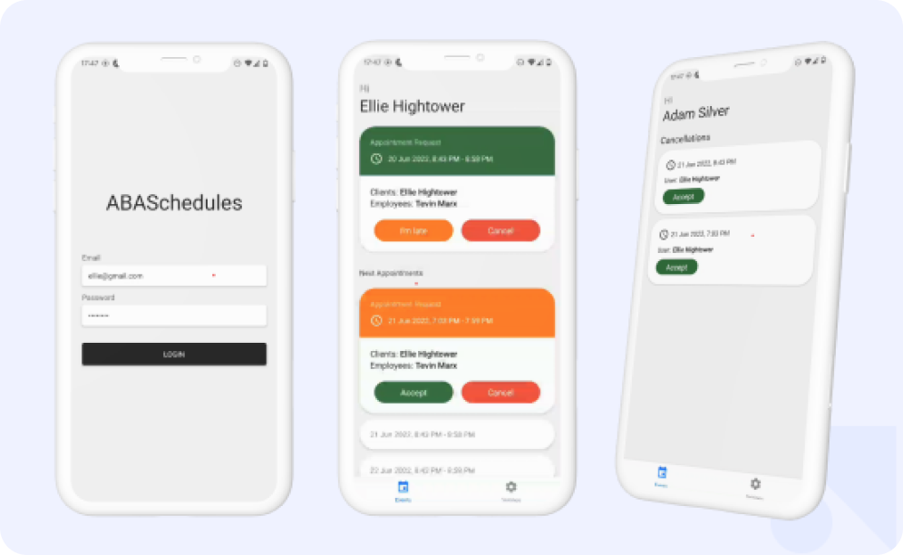 ABA Schedule - mobile app to help businesses