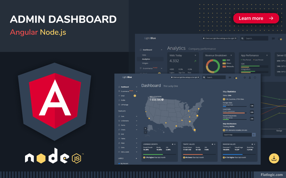 Light Blue Angular Node.js - Angular Admin Template with Integrated Node.JS Backend