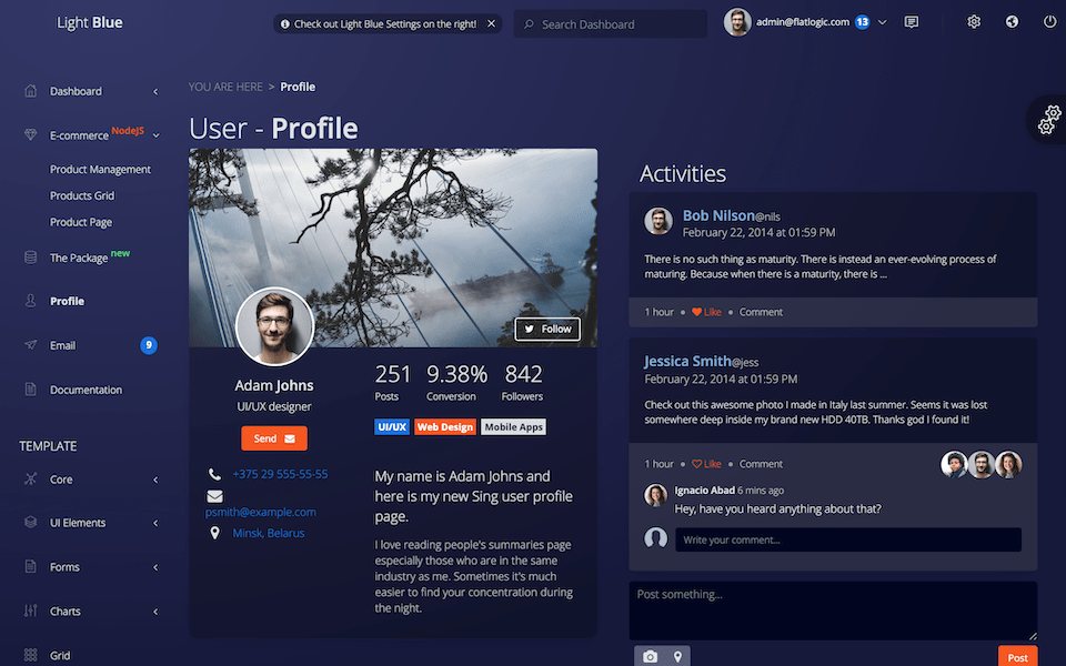 Light Blue Vue - Vue Admin Dashboard Template
