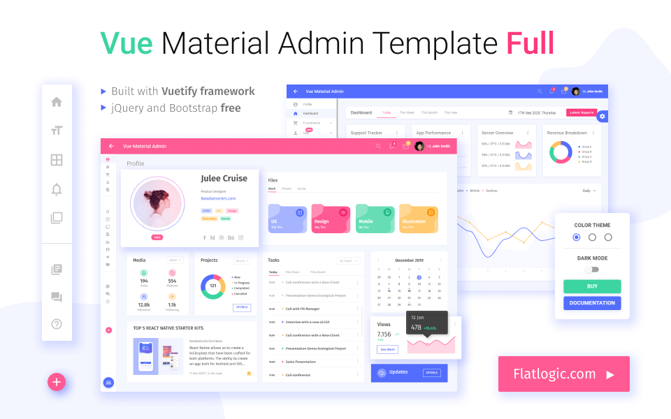 Vue Material Template Full - Premium Vue Material Admin Dashboard Template